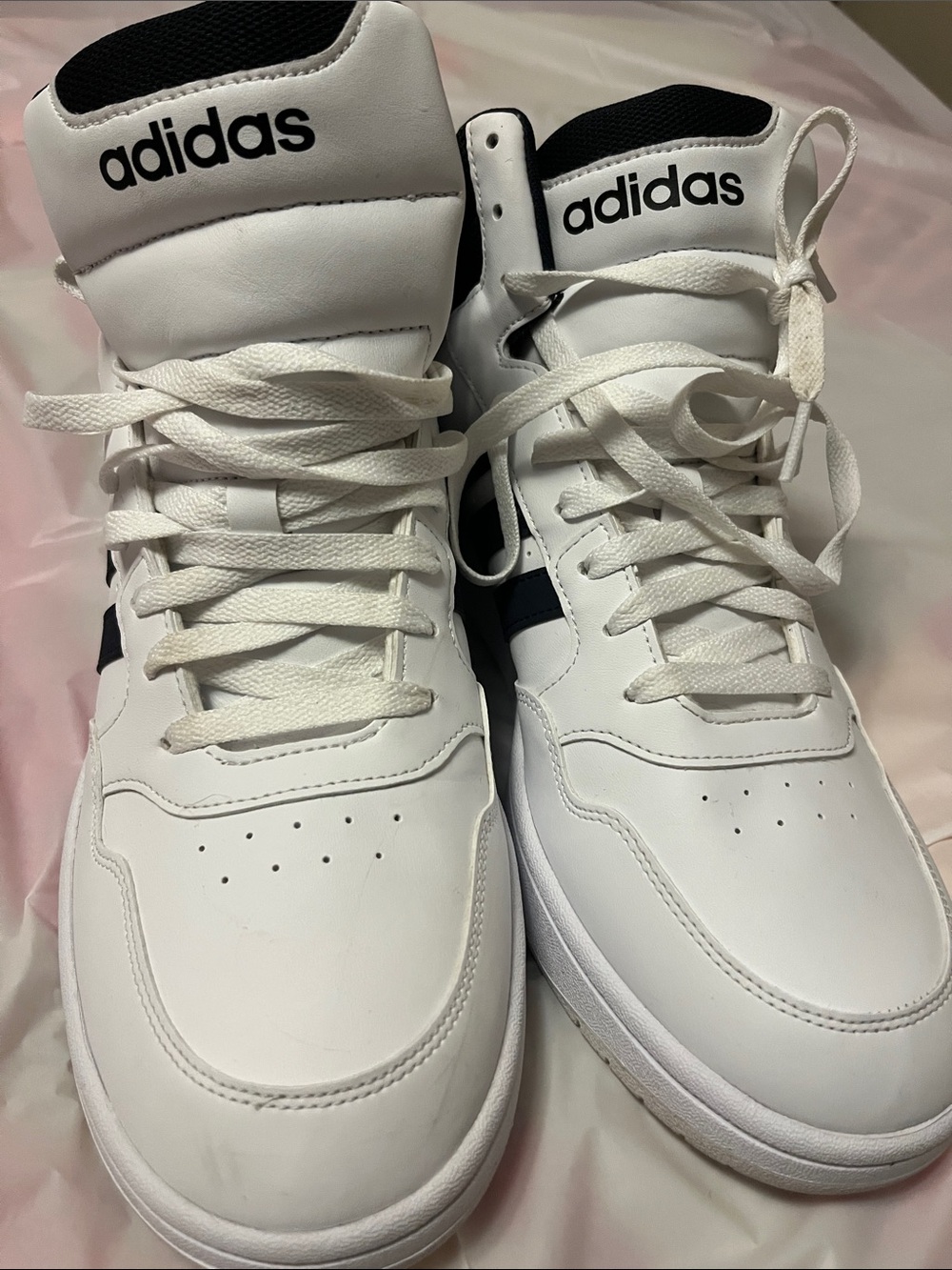 adidas White and Black High-Top Sneakers for Men